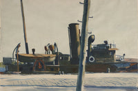 Trawler and Telegraph Pole by Edward Hopper