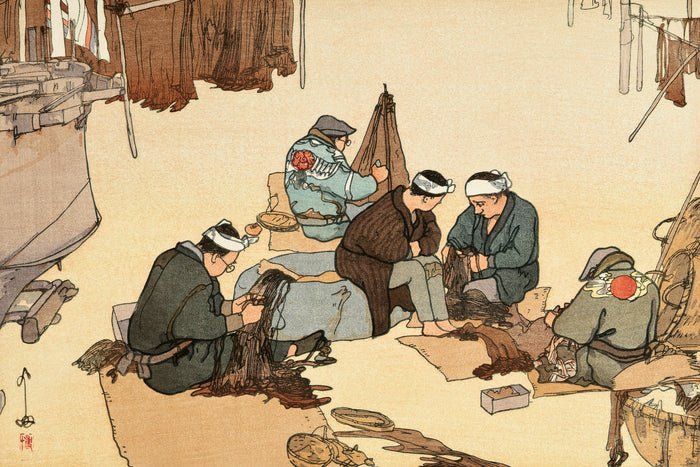 Spring Day Mending Fishing Nets by Hiroshi Yoshida