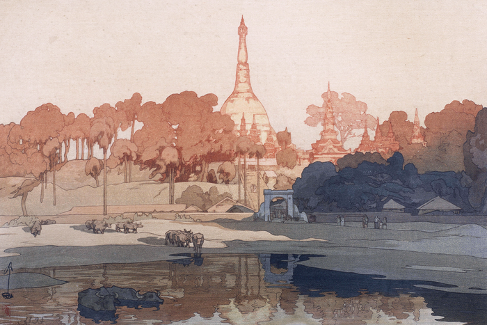 The golden pagoda of Rangoon by Hiroshi Yoshida