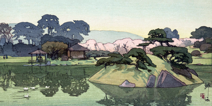 Spring Morning A Garden in Okayama by Hiroshi Yoshida