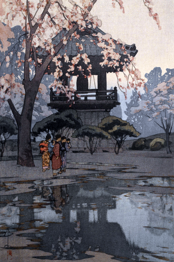 In a Temple Yard by Hiroshi Yoshida