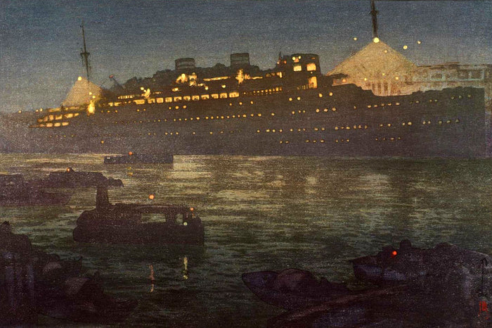 Night In The Harbor by Hiroshi Yoshida