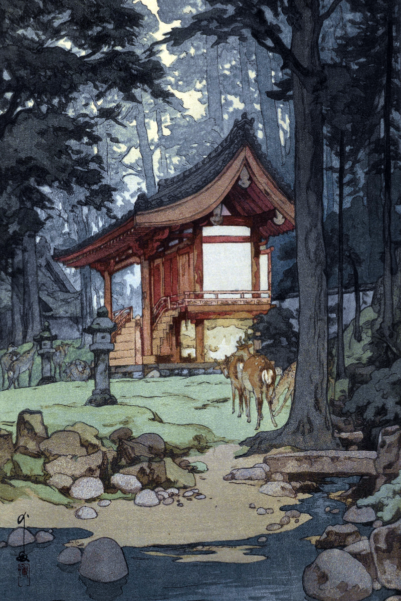 A Shrine in the Deep Woods by Hiroshi Yoshida