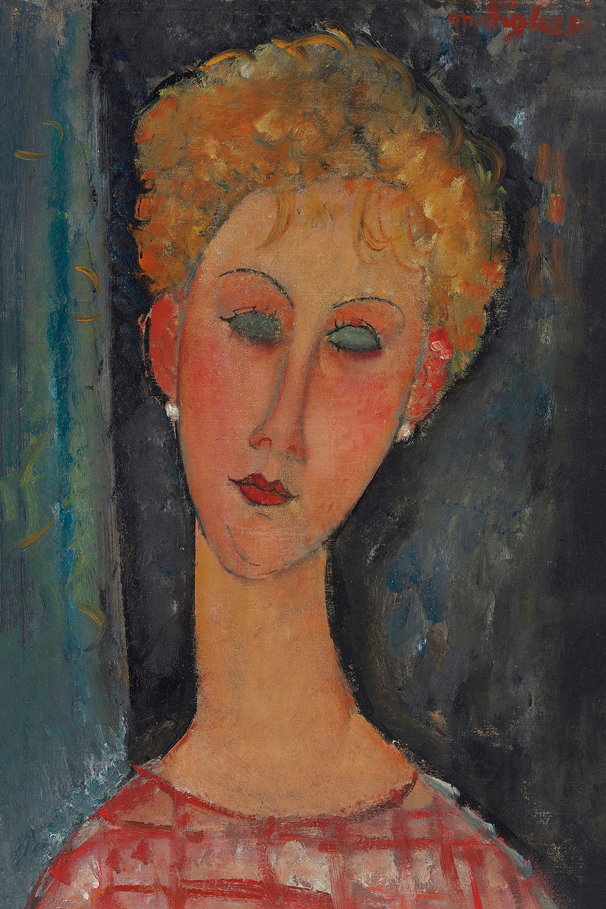 A Blond Wearing Earings  by Amedeo Modigliani