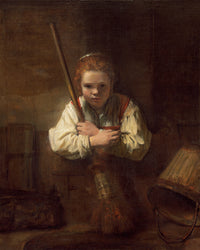 A Girl with a Broom by Rembrandt Harmenszoon van Rijn