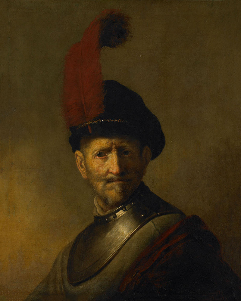 A Man in a Gorget and Plumed Cap by Rembrandt Harmenszoon van Rijn
