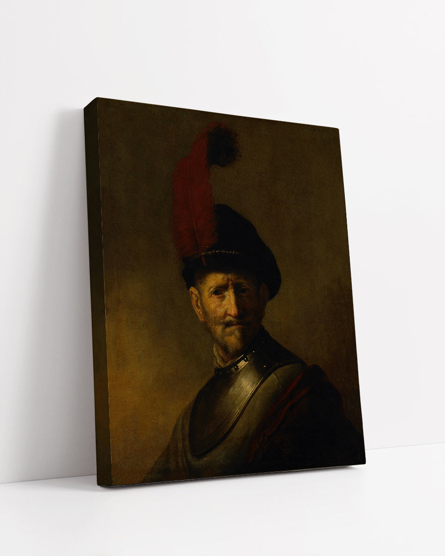 A Man in a Gorget and Plumed Cap by Rembrandt Harmenszoon van Rijn