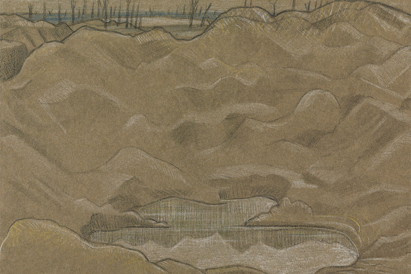 A Shell Crater (1918) drawing in high resolution by Paul Nash
