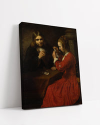 A Young Man and a Girl Playing Cards by Rembrandt Harmenszoon van Rijn