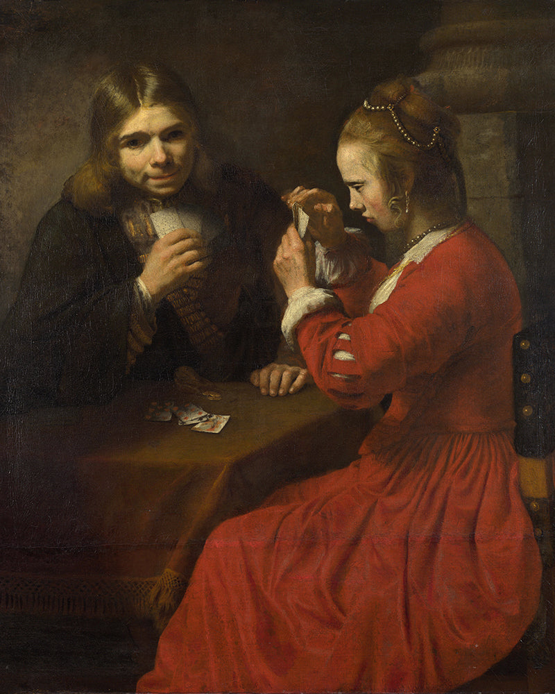 A Young Man and a Girl Playing Cards by Rembrandt Harmenszoon van Rijn