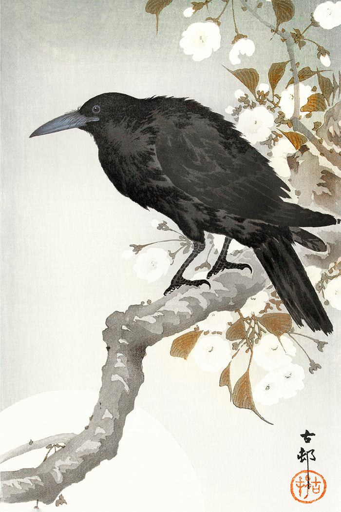 A crow and the full moon by Ohara Koson