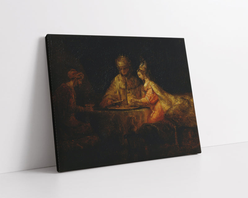 Ahasuerus, Haman And Esther by Rembrandt Harmenszoon van Rijn