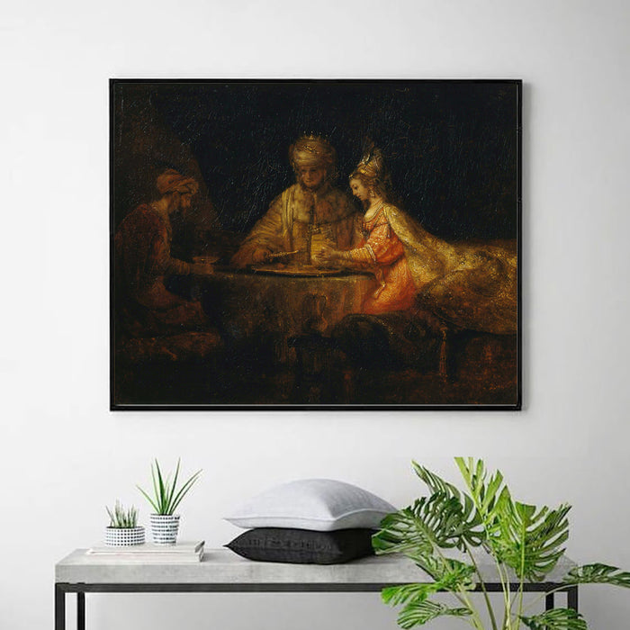 Ahasuerus, Haman And Esther by Rembrandt Harmenszoon van Rijn