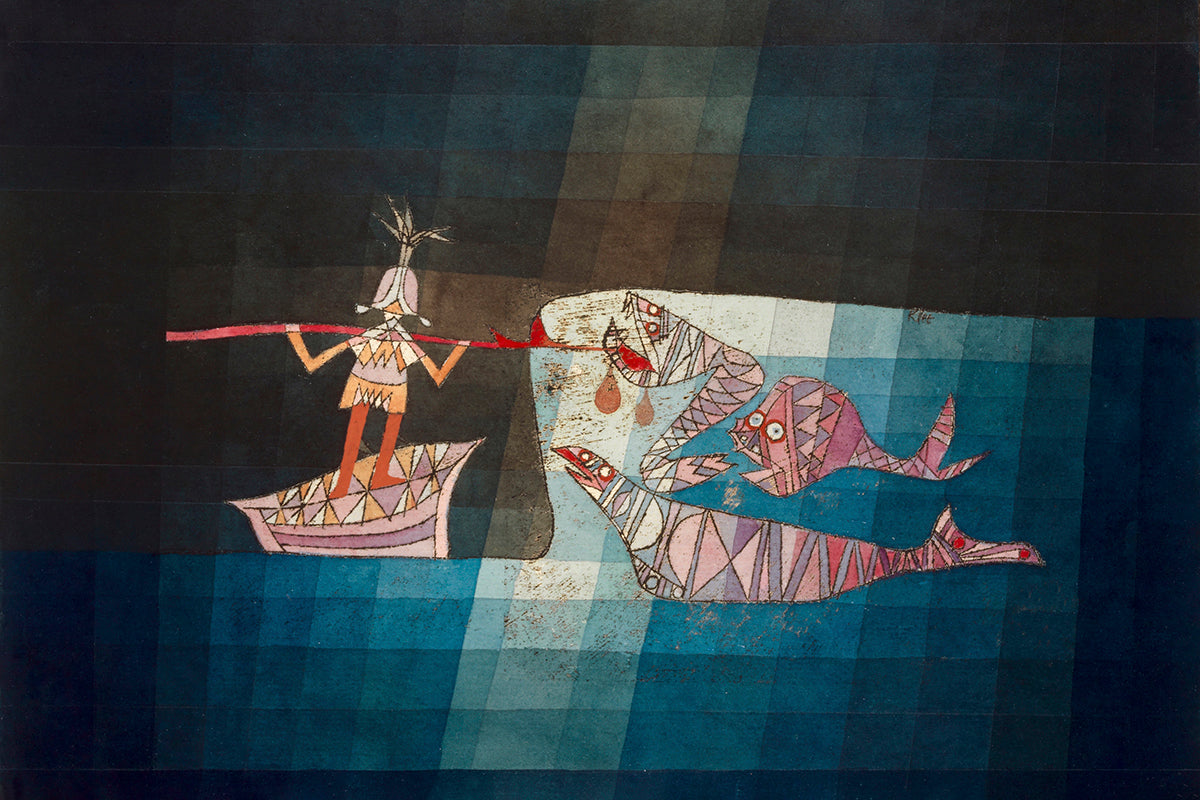 Battle scene from the funny and fantastic opera "The Seafarers" by Paul Klee