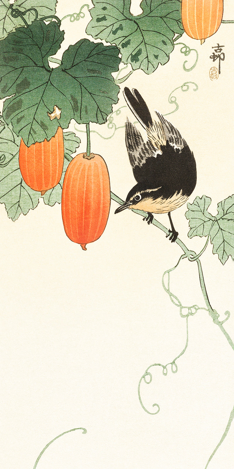 Bird and khaki by Ohara Koson