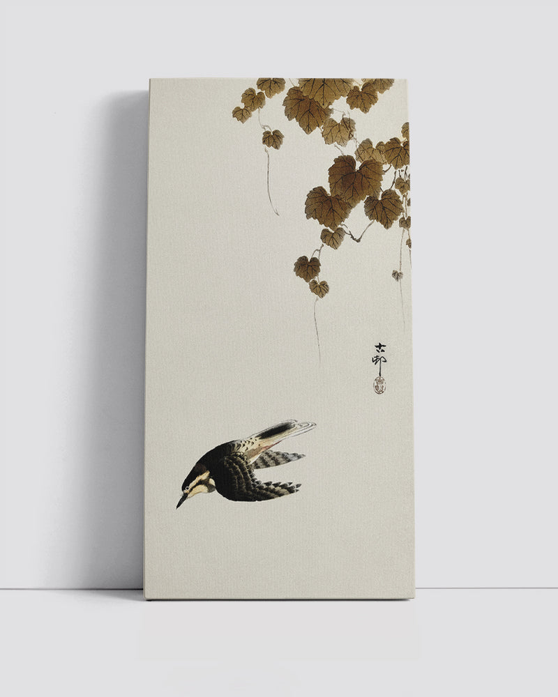 Bird in downward flight by Ohara Koson