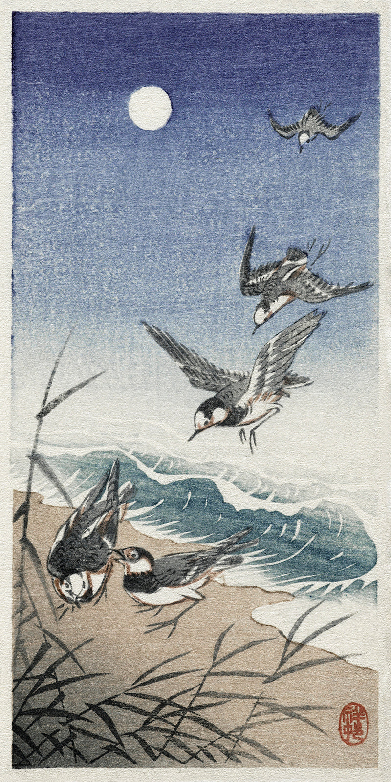 Birds at full moon-2 by Ohara Koson