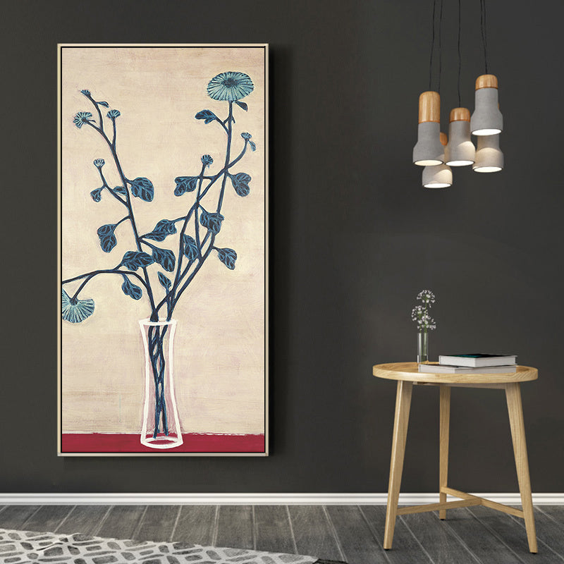 Blue Chrysanthemums in a Glass Vase by San Yu