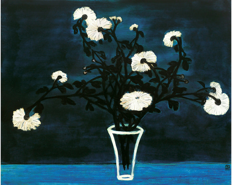 Chrysanthemums in a Glass Vase by San Yu