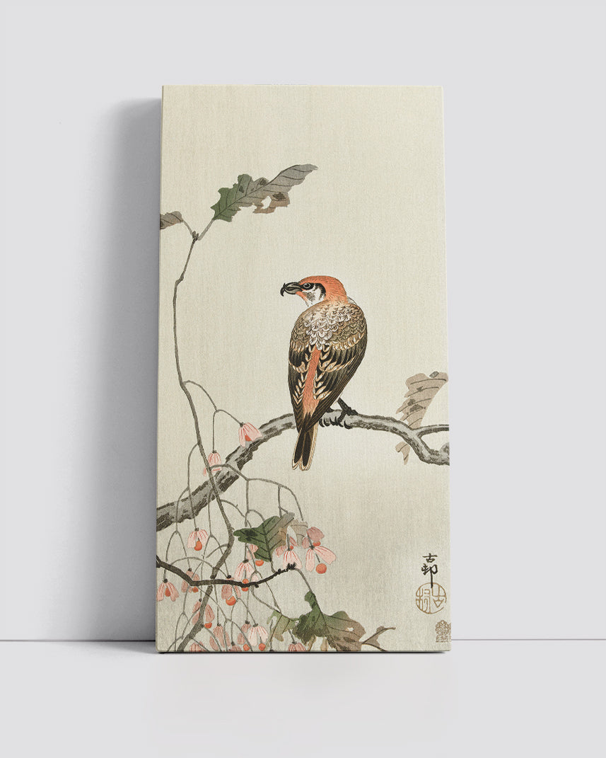 Crossbill on tree branch by Ohara Koson