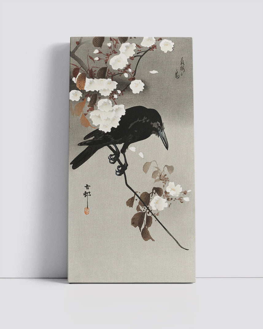 Crow and cherry blossom by Ohara Koson