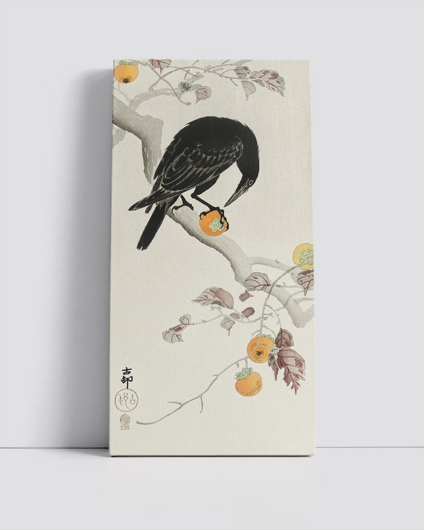 Crow with kaki fruit by Ohara Koson