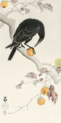 Crow with kaki fruit by Ohara Koson