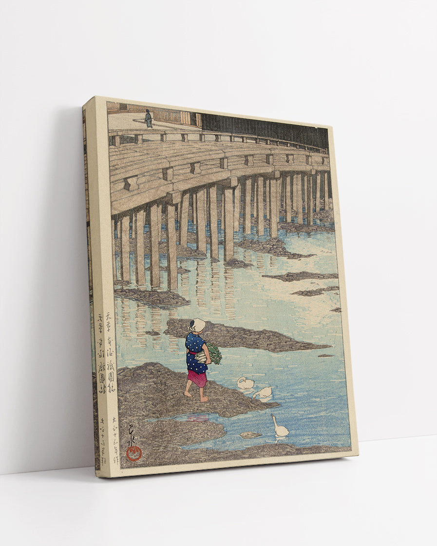 De Gion brug te Hondo in Amakusa Amakusa Hondo Gionbashi by Kawase Hasui