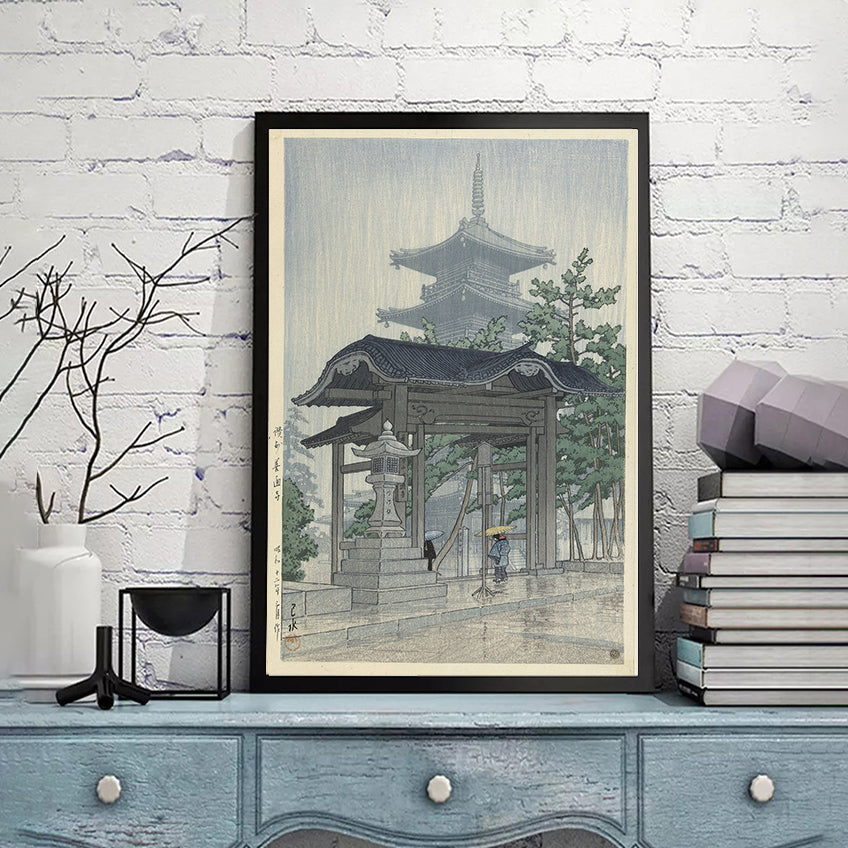 De_Zensetsu_tempel_in_Sanshu_Sanshu_Zensetsuji by Kawase Hasui