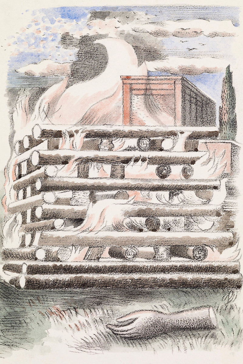 Design for Urne Buriall–Funeral Pyre (1932) painting in high resolution  by Paul Nash