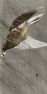 Downward flying eagle by Ohara Koson