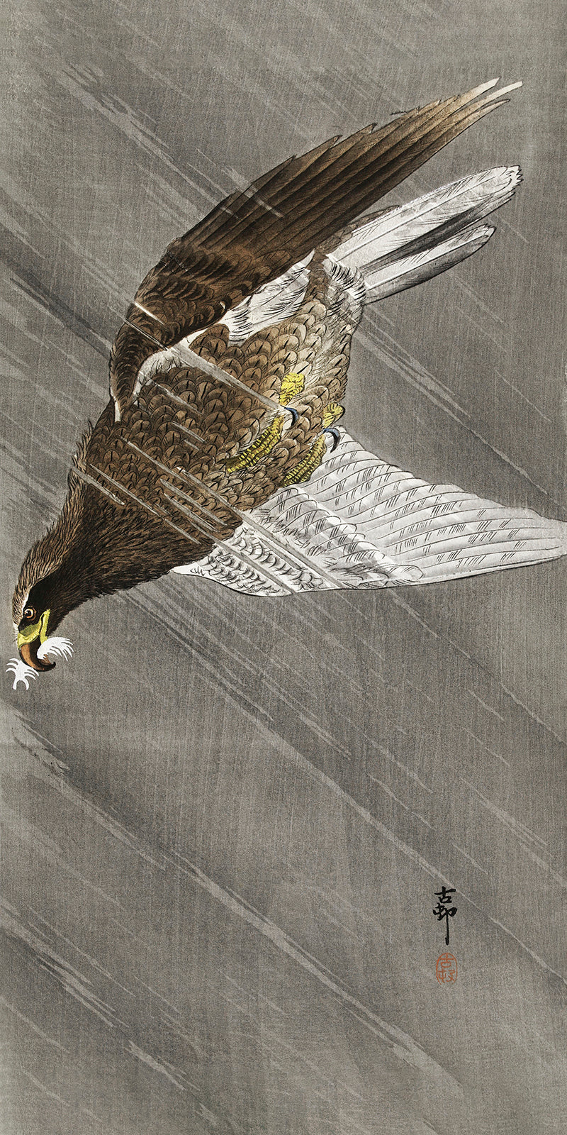 Downward flying eagle by Ohara Koson