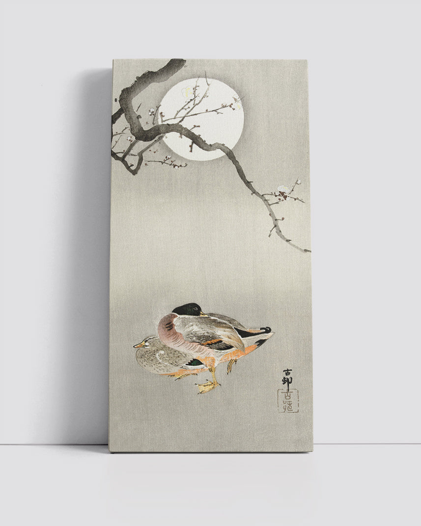 Ducks at full moon by Ohara Koson