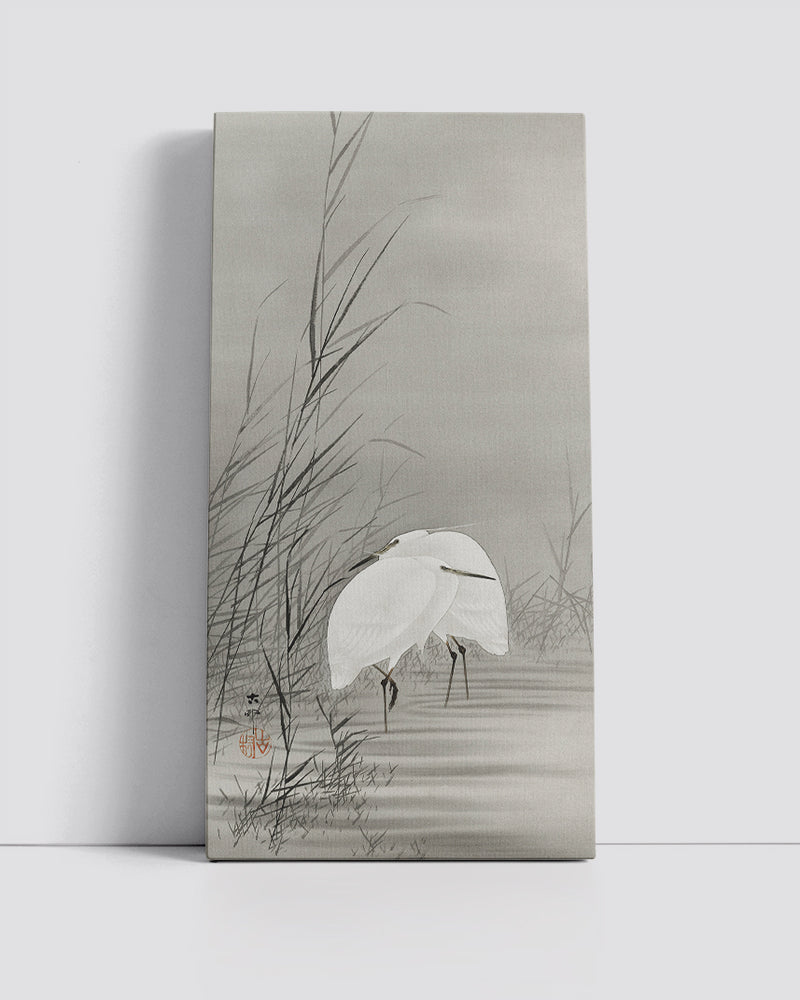 Egrets in a swamp by Ohara Koson