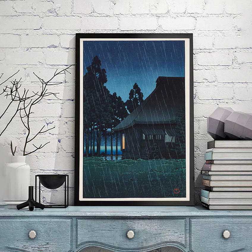 Evening Rain at a Lakeside Tearoom by Kawase Hasui