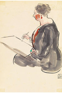 FEMALE PAINTER WEARING A BERYL RING by San Yu