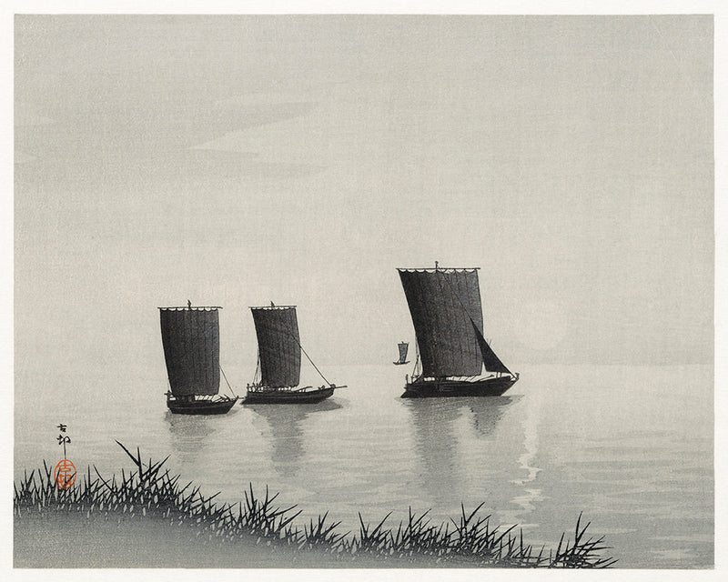 Fishing boats- by Ohara Koson