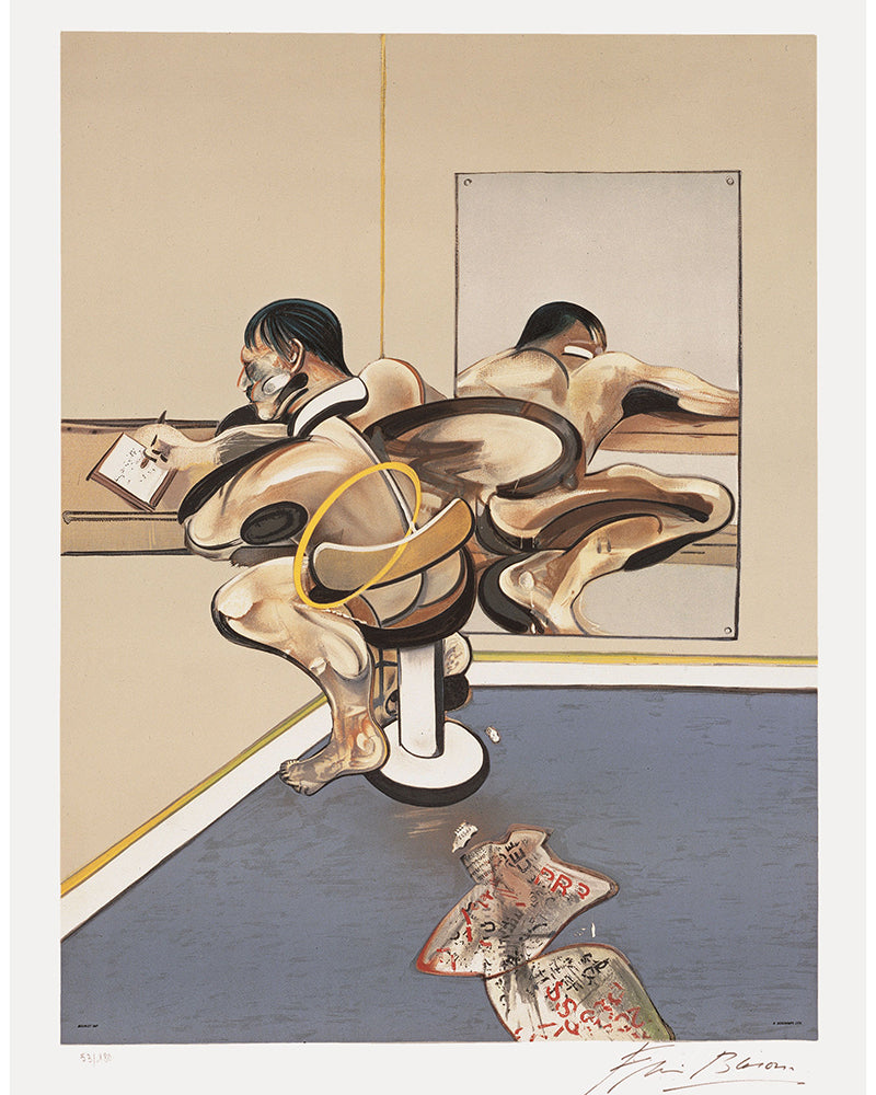 Homme escrivant reflete dans du miroir Litografia by Francis Bacon