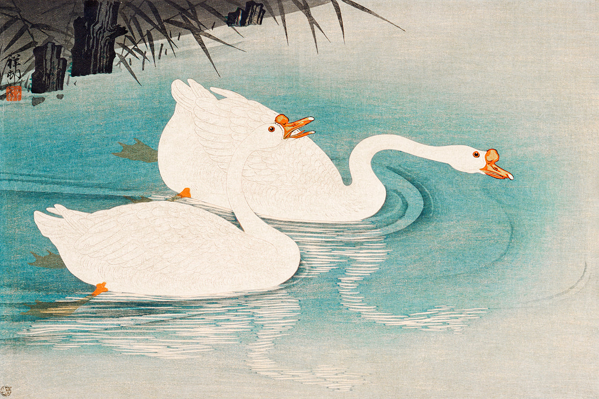 Geese amid Reeds by Ohara Koson