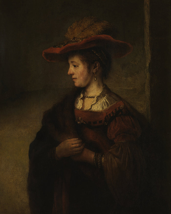 Half-length figure of Saskia in rich apparel by Rembrandt Harmenszoon van Rijn