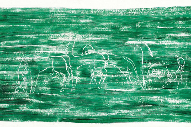 Horses in a Green Landscape by San Yu