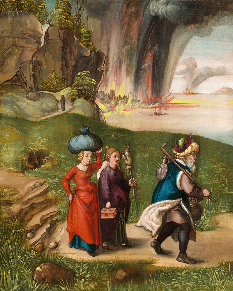 Lot Fleeing with his Daughters from Sodom by Albrecht Durer