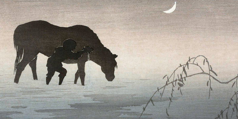 Man and horse by Ohara Koson