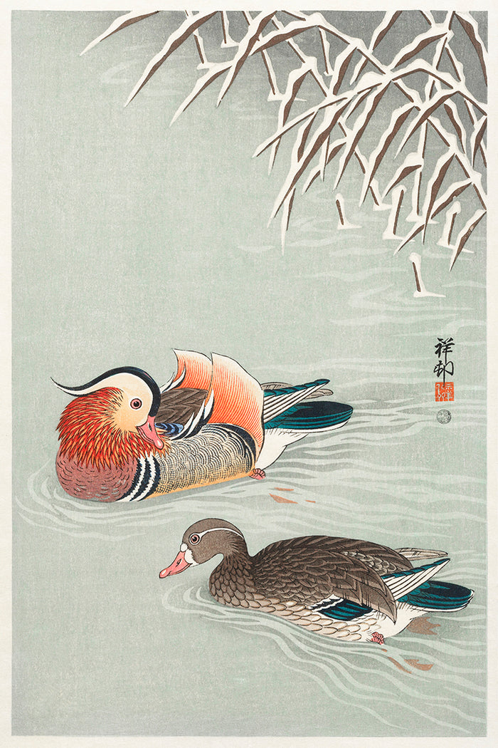 Mandarin ducks by Ohara Koson