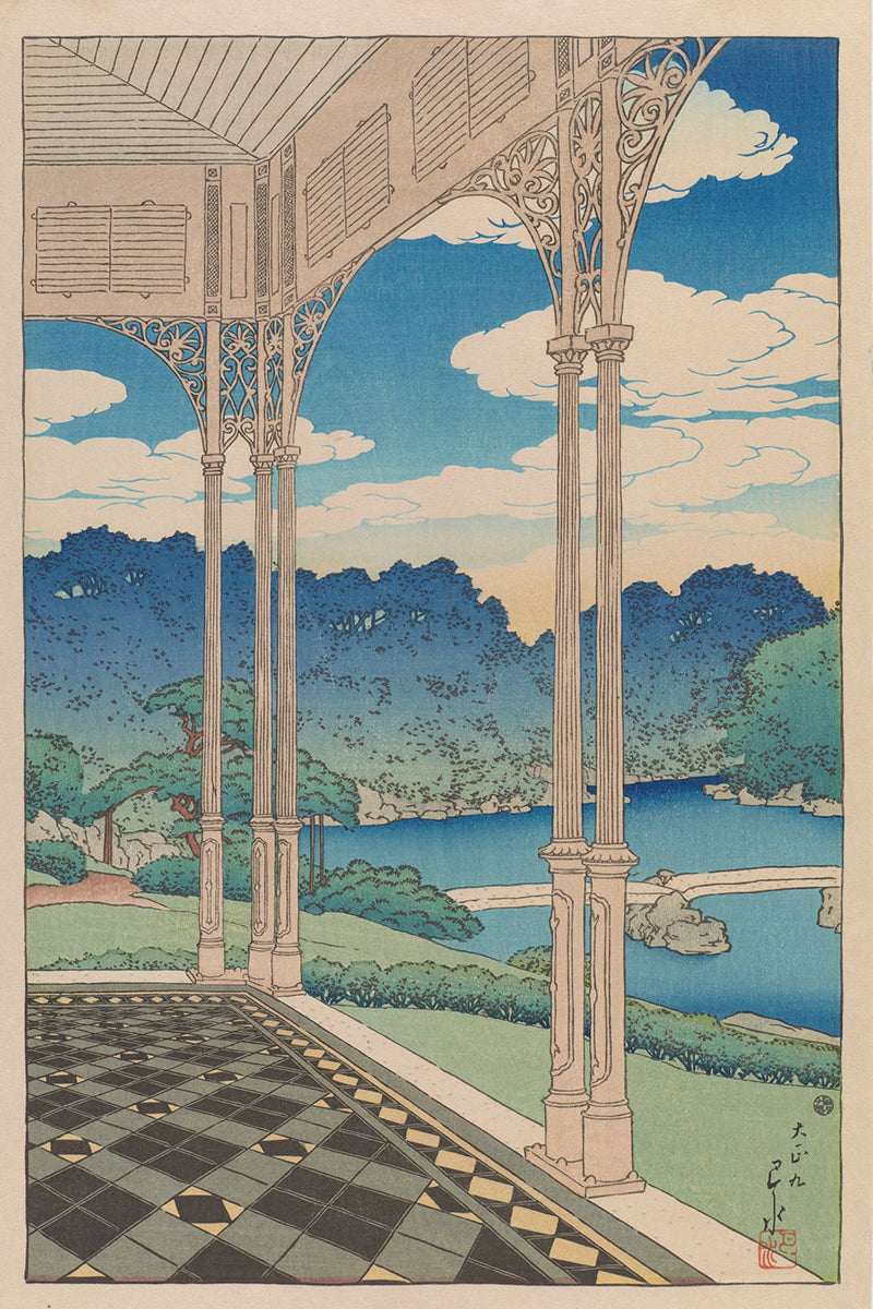 Mitsubishi_Fukagawa_bettei_no_zu by Kawase Hasui