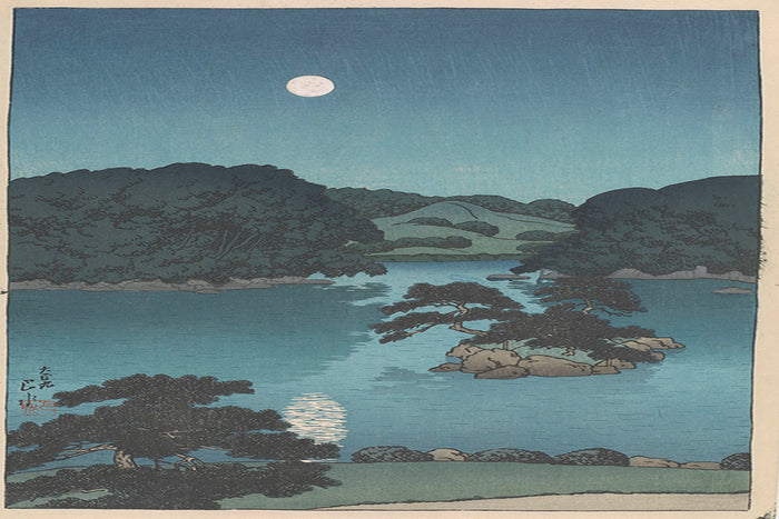 Mitsubishi_Fukagawa_bettei_no_zu,_tsukiyo by Kawase Hasui