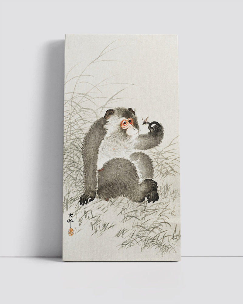 Monkey with insect by Ohara Koson