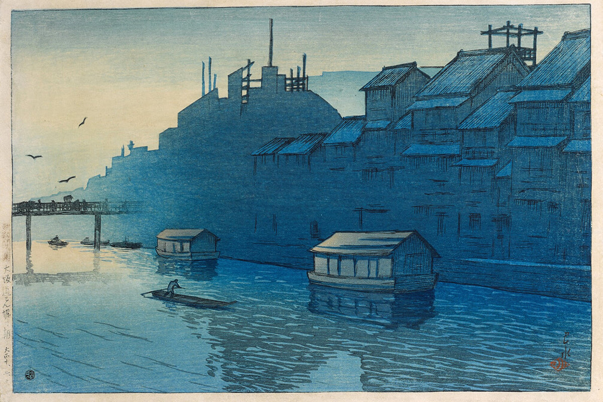 Morning at Dotonbori in Osaka by Kawase Hasui