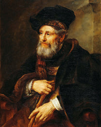 Old Man in Fanciful Costume Holding a Stick by Rembrandt Harmenszoon van Rijn