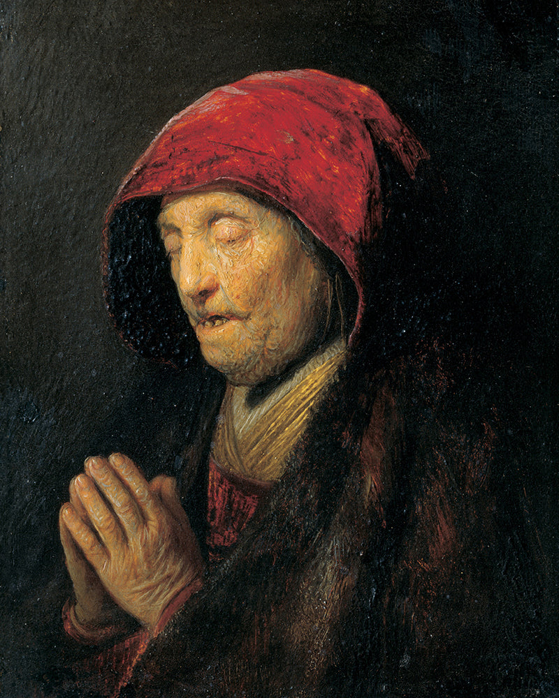 Old Woman Praying  by Rembrandt Harmenszoon van Rijn